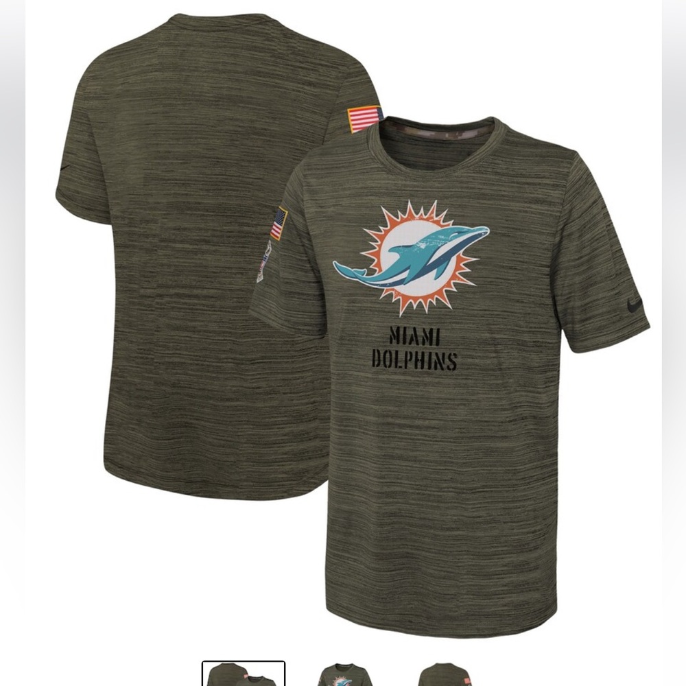 Women’s Miami Dolphins Nike Olive Salute To Service Velocity T Shirt Like New